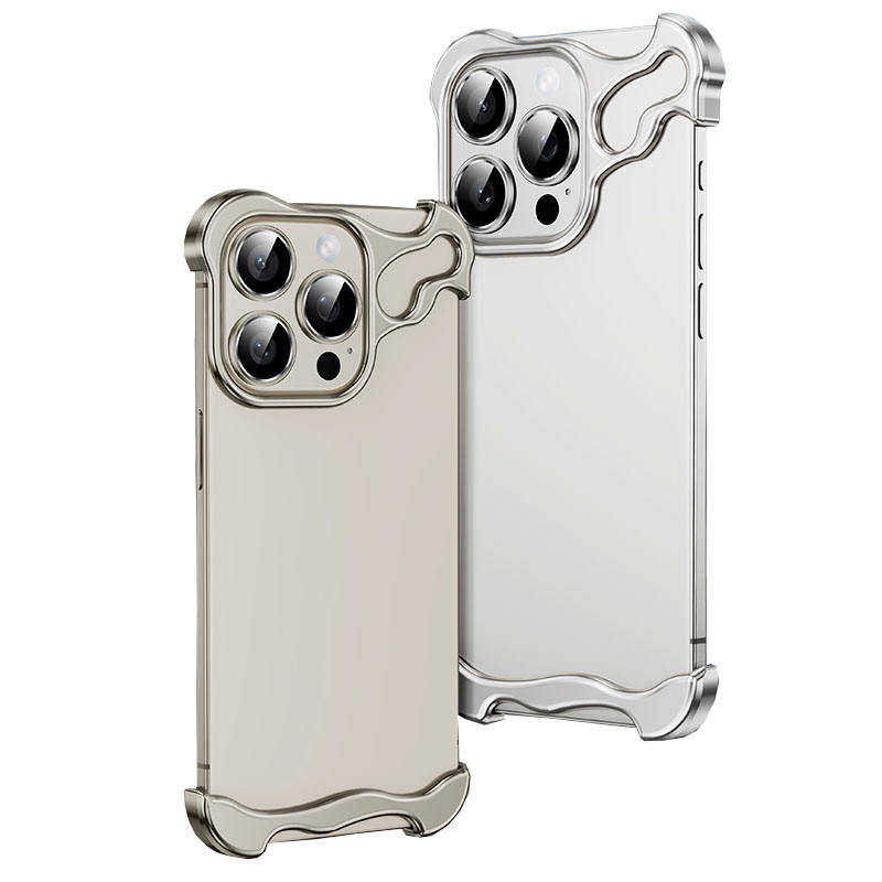 Minimalist Metal Phone Case for iPhone 14/15/16 Pro Max Aluminum Frame Camera Lens Protection