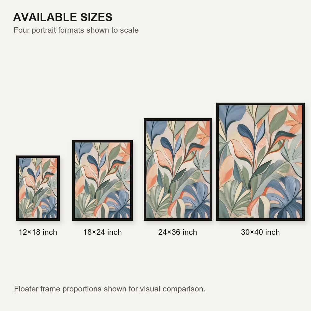 sage-blue-abstract-botanical-leaves-floating-frame-wall-art | size-comparison
