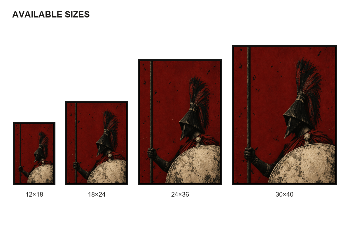 Crimson Shield Classical Guardian Canvas Wall Art size comparison guide