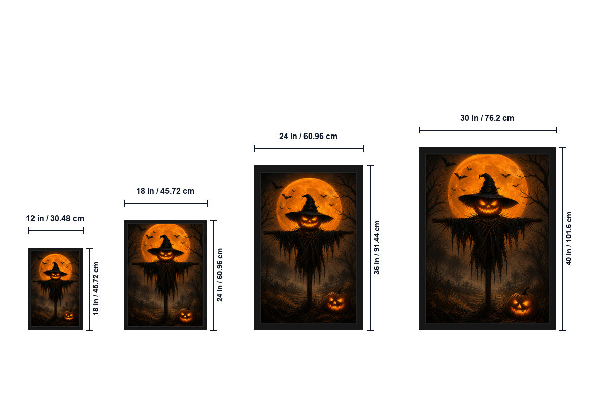 Angry Pumpkin Scarecrow Halloween Canvas Wall Art - Floating Frame Size Guide