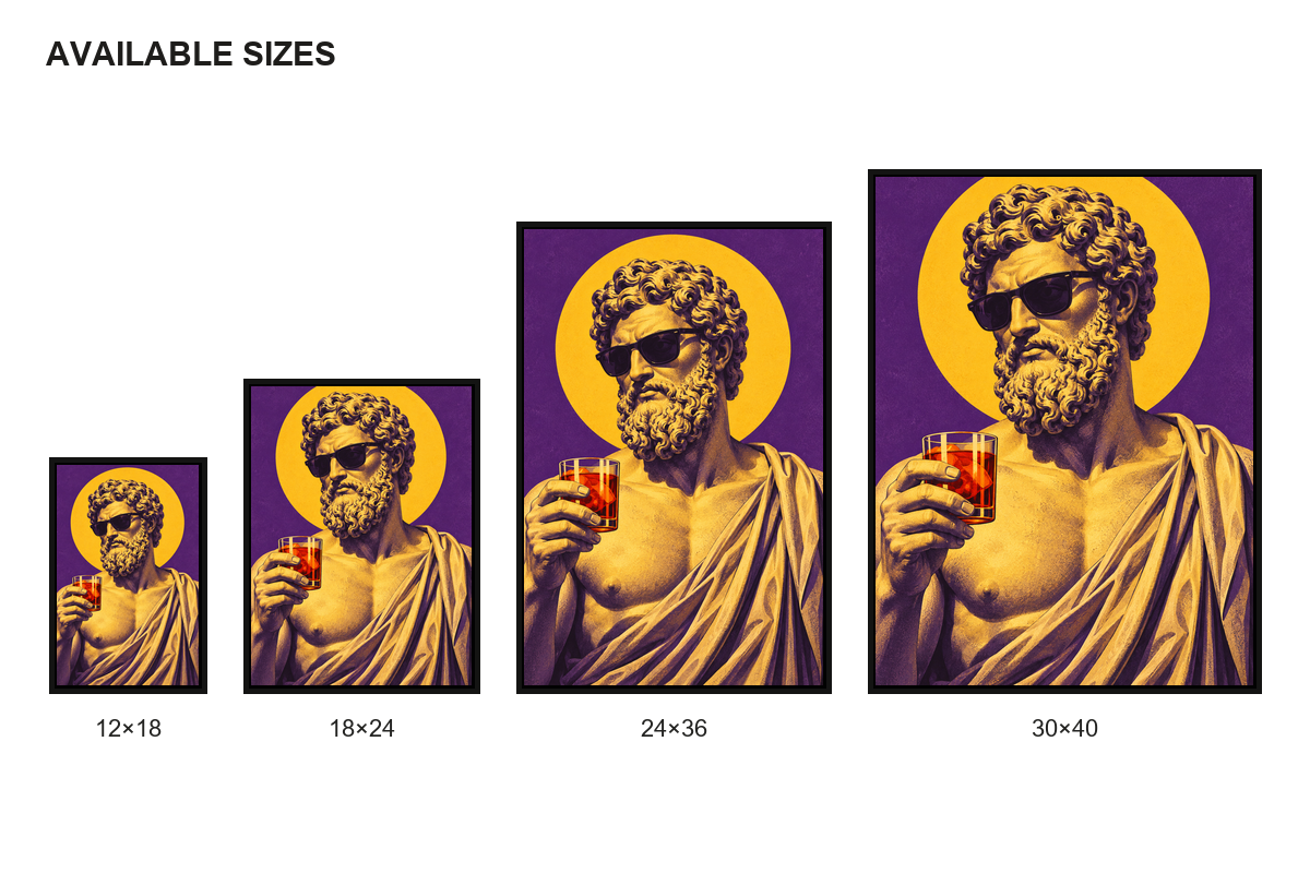 Classical Bust Sunglasses Party Canvas Wall Art size comparison guide
