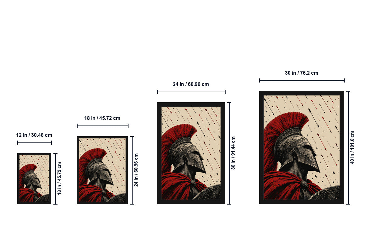 Red Crest Warrior Arrow Rain Canvas Wall Art size comparison guide