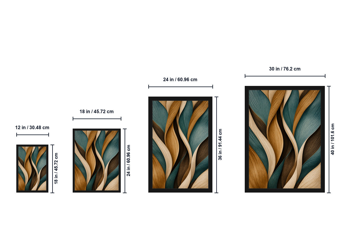 Woven Ribbon Leaves Canvas Wall Art - Floating Frame Size Guide