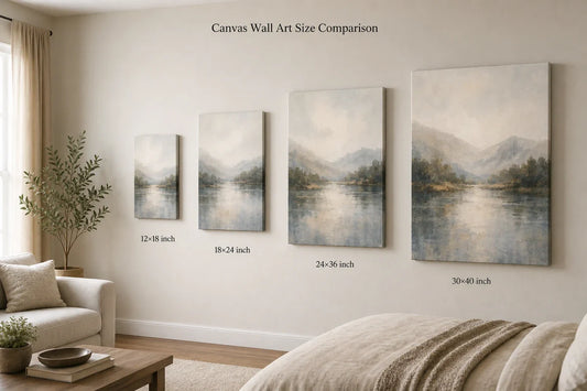 JOJOShop canvas wall art size comparison chart