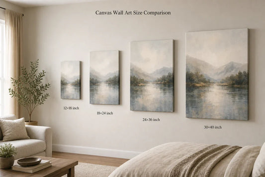 AUSJOJO canvas wall art size comparison chart