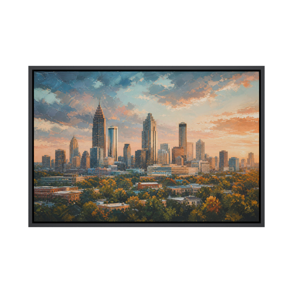 Atlanta Golden Hour Skyline Floating Frame Wall Art - 01_main_product