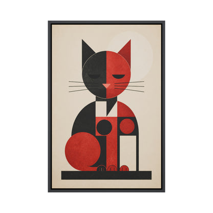 Bauhaus Geometric Cat Floating Frame Wall Art - 01_main_product