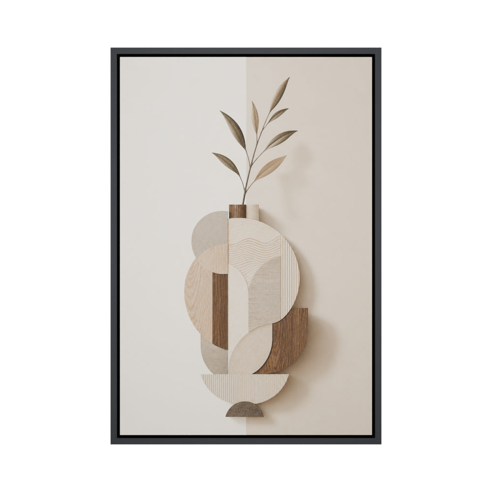 Earth Tone Geometric Vase Collage Floating Frame Wall Art - 01_main_product