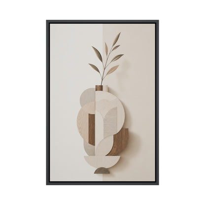 Earth Tone Geometric Vase Collage Floating Frame Wall Art - 01_main_product