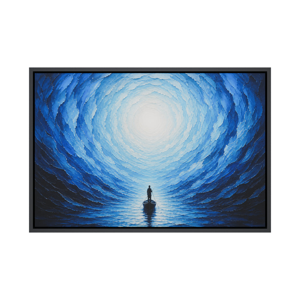 Blue Vortex Boat Journey Floating Frame Wall Art - 01_main_product