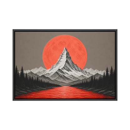 Orange Moon Red River Mountain Floating Frame Wall Art - 01_main_product