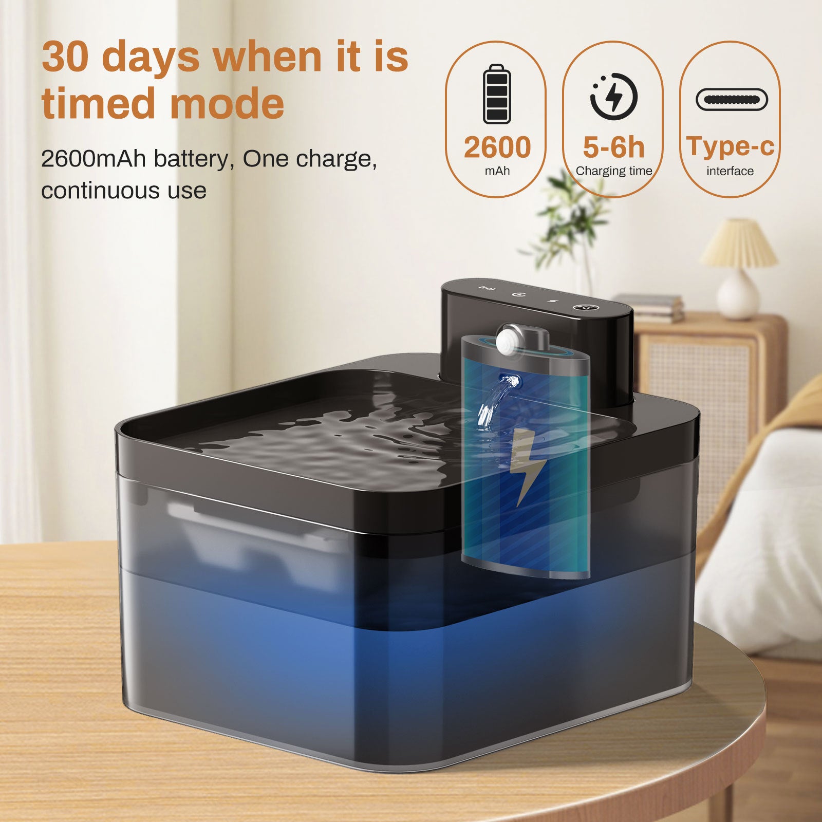 2.2L infrared sensor pet water fountain for cats and dogs