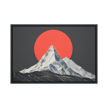 Red Sun Snow Mountain Floating Frame Wall Art - 01_main_product