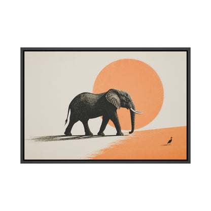 African Elephant and Orange Sun Floating Frame Wall Art - 01_main_product