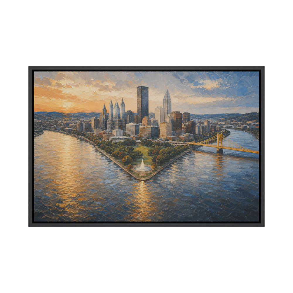 Pittsburgh Three Rivers Skyline Floating Frame Wall Art - 01_main_product