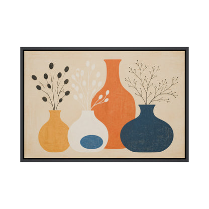 Mid Century Botanical Vases Floating Frame Wall Art - 01_main_product