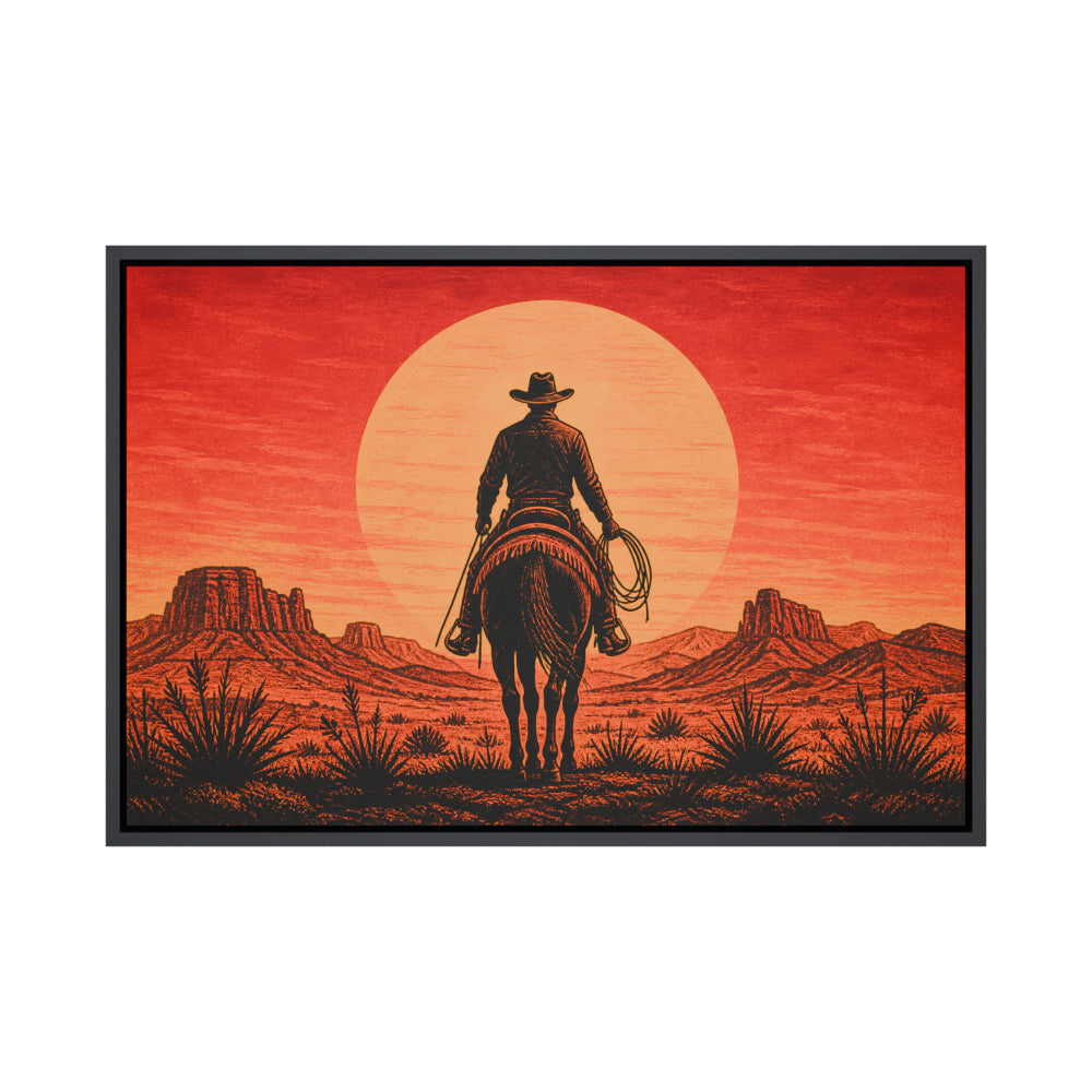 Cowboy Sunset Western Floating Frame Wall Art - 01_main_product
