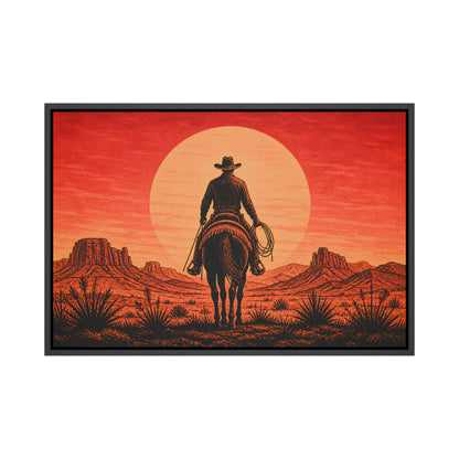 Cowboy Sunset Western Floating Frame Wall Art - 01_main_product