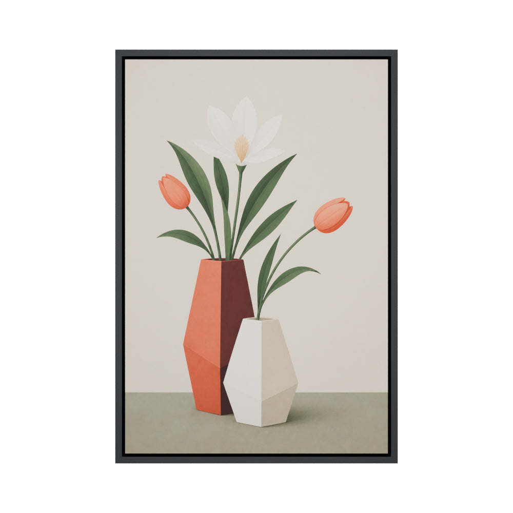 Geometric Vases Floral Arrangement Floating Frame Wall Art - 01_main_product