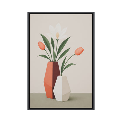 Geometric Vases Floral Arrangement Floating Frame Wall Art - 01_main_product
