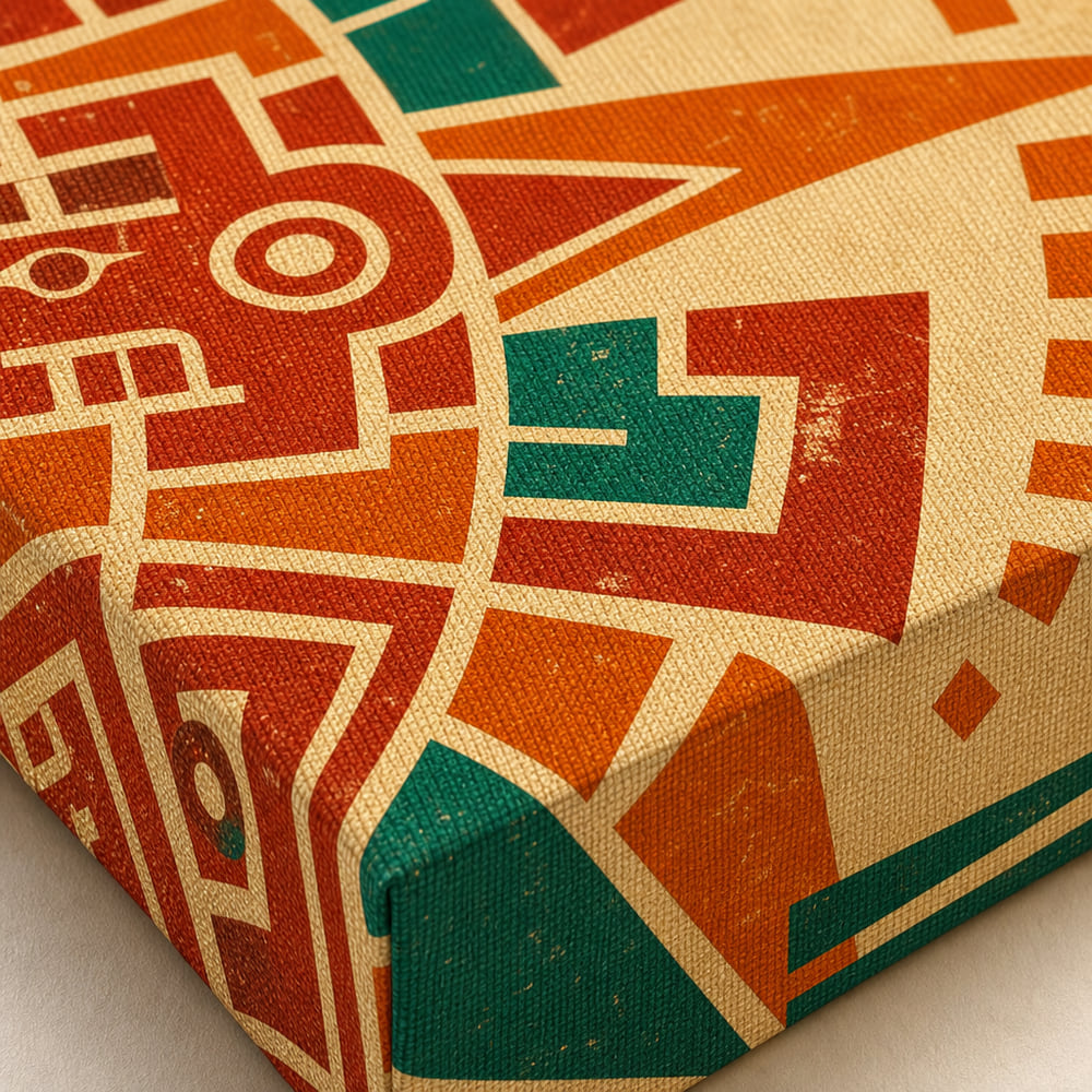 Mexico City 2026 Aztec Totem Soccer Canvas Wall Art 01 close-up canvas texture and wrapped edge detail