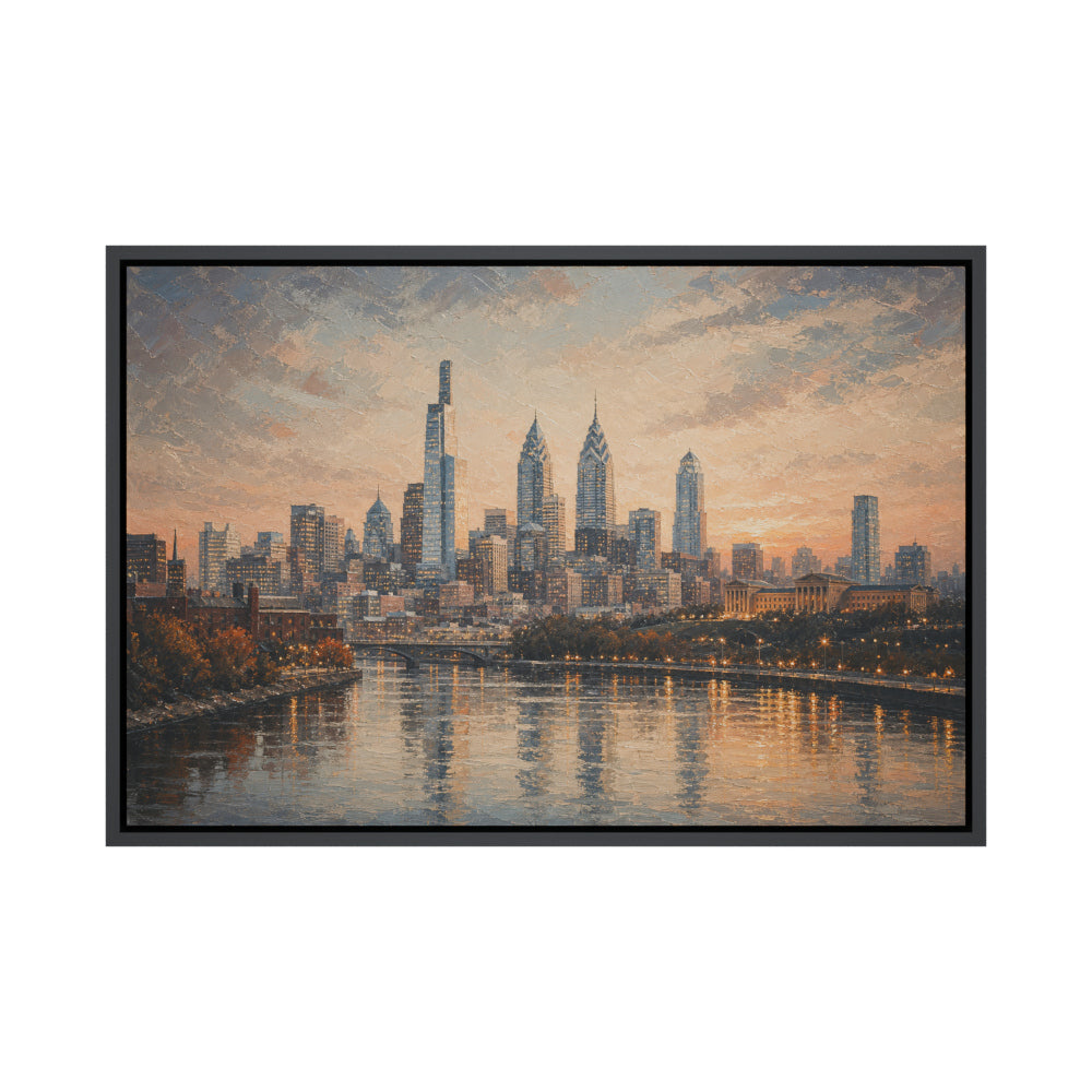 Philadelphia Sunset Skyline Floating Frame Wall Art - 01_main_product