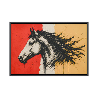 Left Facing Horse Brushstroke Floating Frame Wall Art - 01_main_product