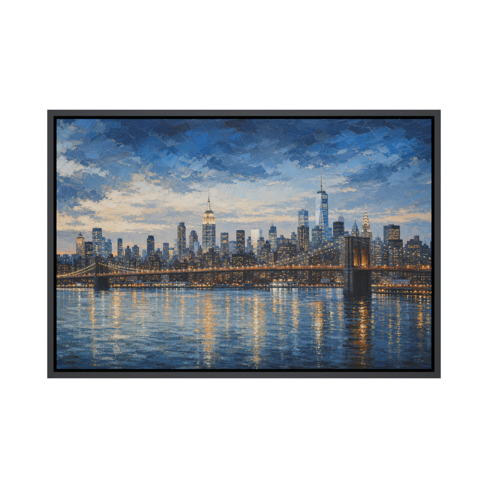 New York Blue Hour Skyline Floating Frame Wall Art - 01_main_product