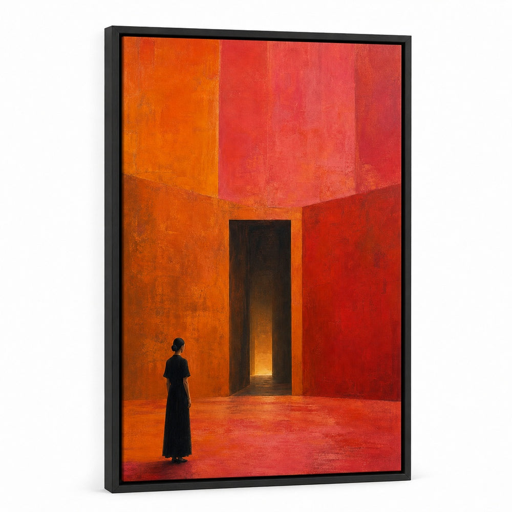 Woman Before Geometric Doorway Wall Art - 01_main_white_left_wra