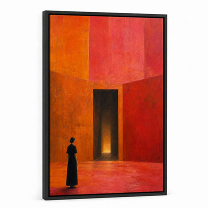 Woman Before Geometric Doorway Wall Art - 01_main_white_left_wra