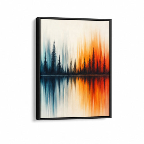 Abstract Autumn Forest Reflection Floater Frame Canvas Wall Art — main artwork in a floater frame