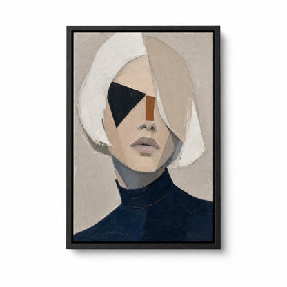 White Bob Geometric Minimal Portrait Wall Art floating frame wall art - 01_main_white_left_wra