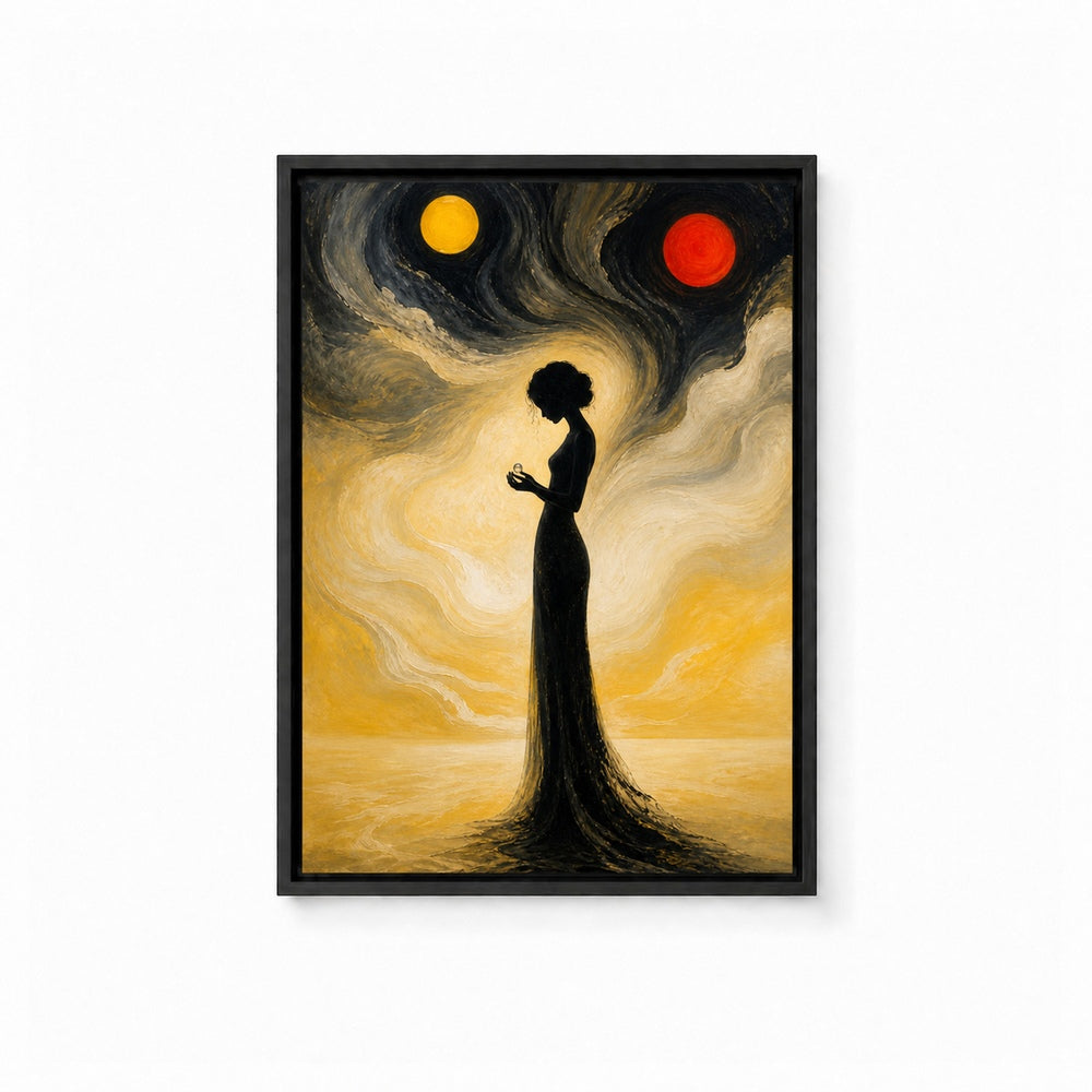 Surreal Black Silhouette Woman Wall Art - 01_main_white_left_wra