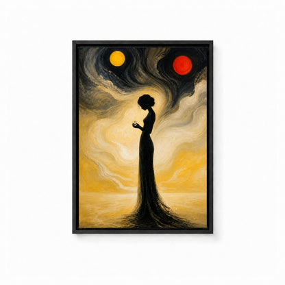 Surreal Black Silhouette Woman Wall Art - 01_main_white_left_wra