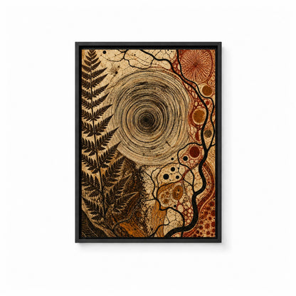 Organic Concentric Vortex Abstract Floater Frame Canvas Wall Art — main artwork in a floater frame