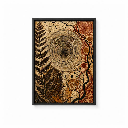 Organic Concentric Vortex Abstract Floater Frame Canvas Wall Art — main artwork in a floater frame