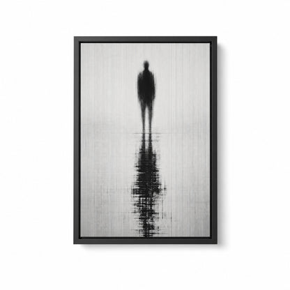 Glitch Ghost Black White Reflection Wall Art floating frame wall art - 01_main_white_left_wra