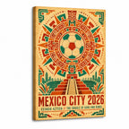 Mexico City 2026 Aztec Totem Soccer Canvas Wall Art 01 white background left-view wrapped canvas main image