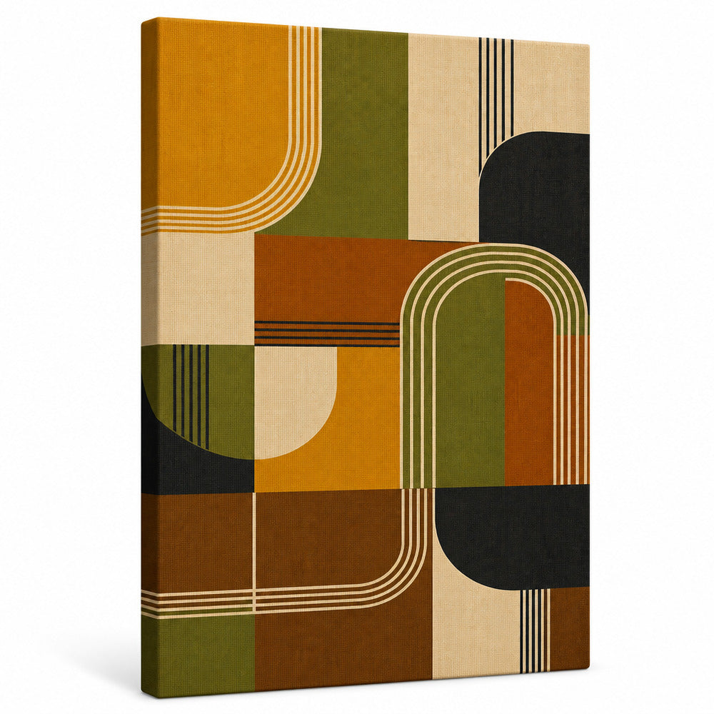 Mid-Century Bauhaus Statement Canvas Wall Art - White background left-view wrapped canvas main image