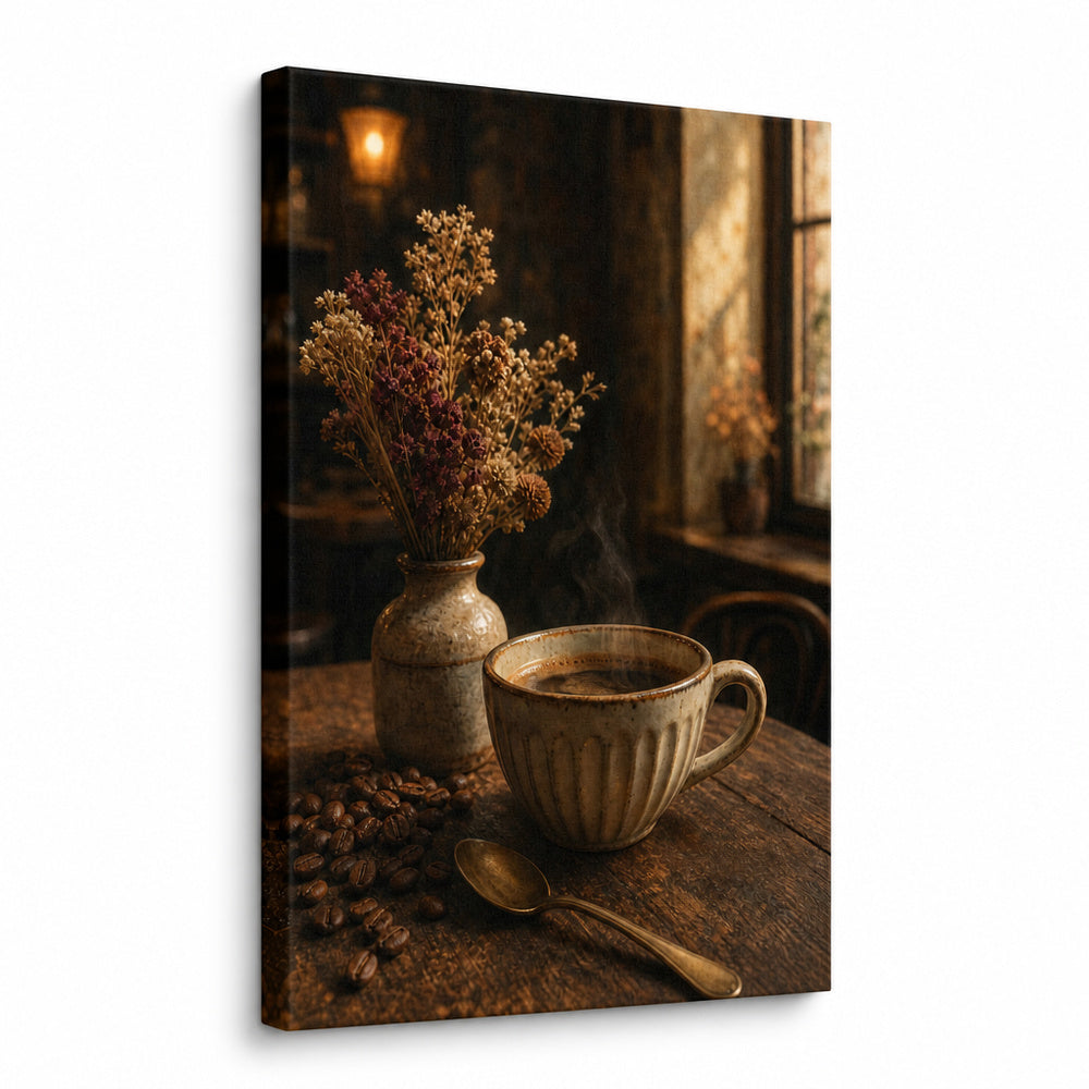 Vintage Coffee Bar Still Life Canvas Wall Art - farmhouse wall decor by AUSJOJO