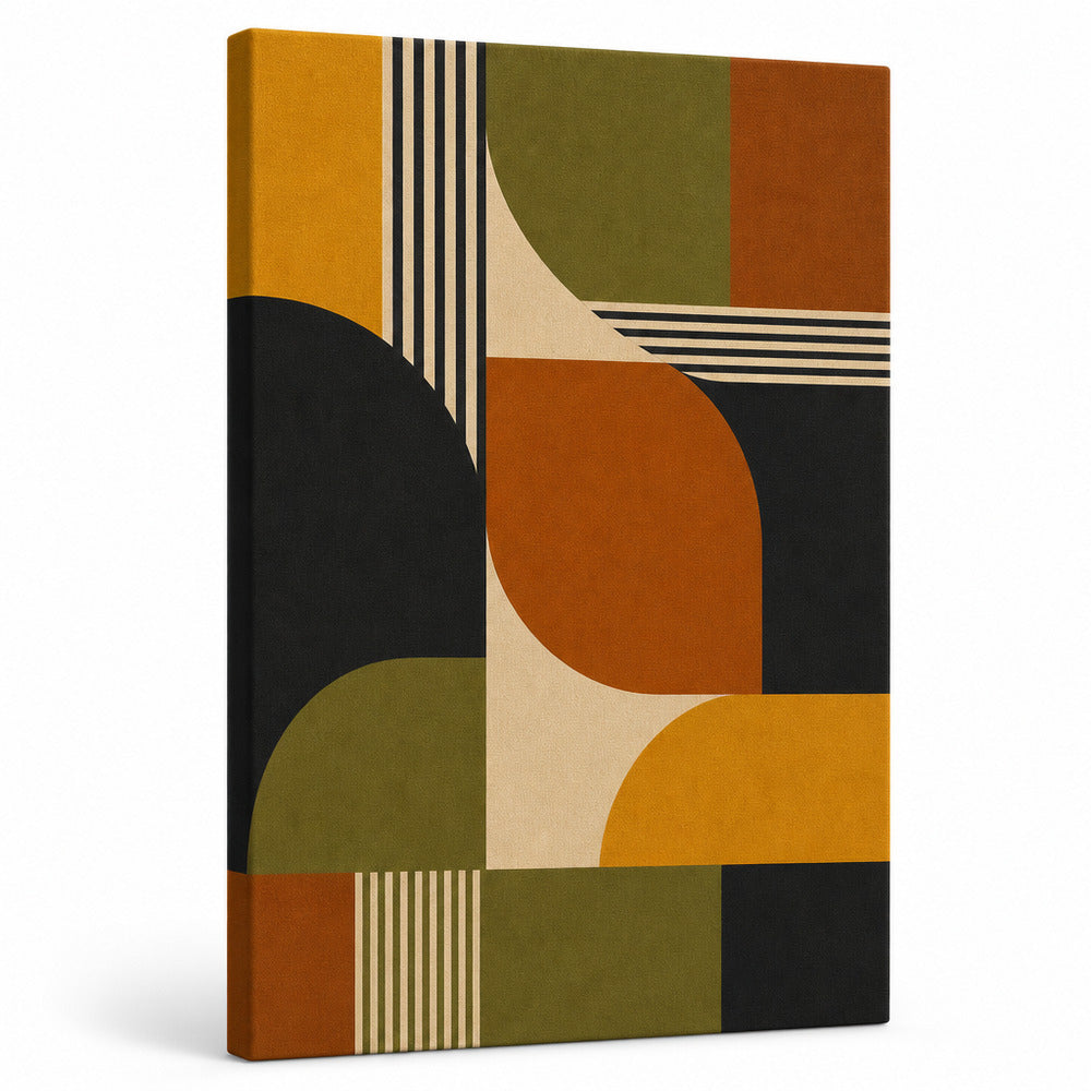 Mid-Century Bauhaus Color Field Canvas Wall Art - White background left-view wrapped canvas main image