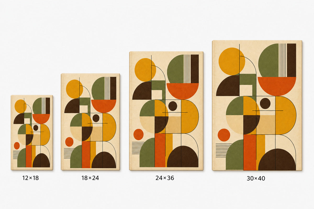 Bauhaus Geometric Mid-Century Modern Canvas Wall Art 01 size comparison