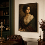 Classical Portrait Inspired Canvas Wall Art – Draft - Library wall mockup