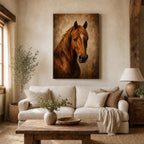 Vintage Horse Rustic Canvas Wall Art living room wall mockup