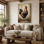 Rustic Rooster Farmhouse Canvas Wall Art living room wall mockup