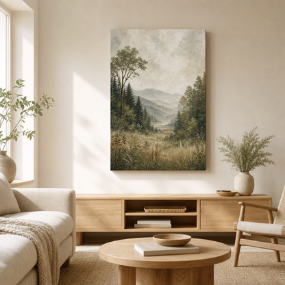 Serene Forest Nature Canvas Wall Art - Living room wall mockup