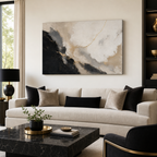 Black White Gold Modern Abstract Canvas Wall Art – Draft - Living room wall mockup
