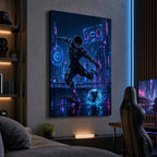 Mecha Rooftop Soccer Canvas Wall Art living room wall mockup