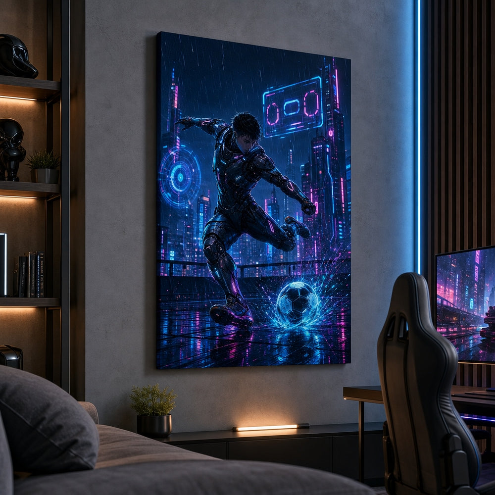 Mecha Rooftop Soccer Canvas Wall Art living room wall mockup