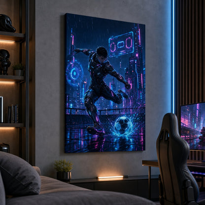 Mecha Rooftop Soccer Canvas Wall Art living room wall mockup